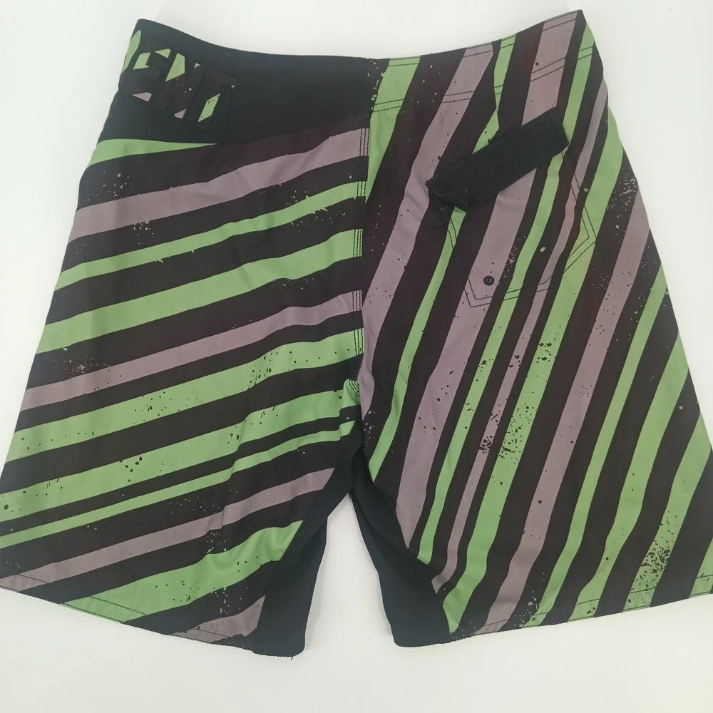 Element Mens Striped Surf Board Shorts Size 34 Green Brown embroidered Logo‎